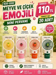 Meyve ve Çiçek Emojili Mini Pervane Paket 20 Adet toptan satış ürünü