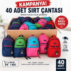 Toptan Sırt Çantası – Okul, Günlük ve Seyahat, Koli 40 Adet ürünü